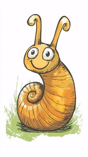 可爱蜗牛卡通插画