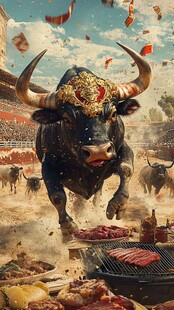 牛气冲天的烧烤狂欢场景