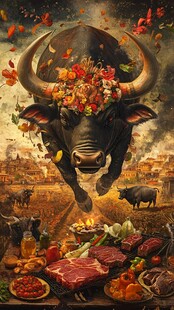 牛年盛宴 丰盛美食与祥牛