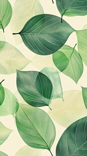 清新绿叶无缝背景图案