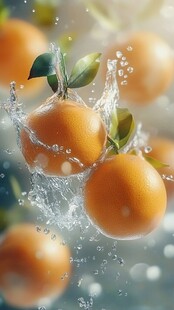 橙子入水溅起晶莹水花