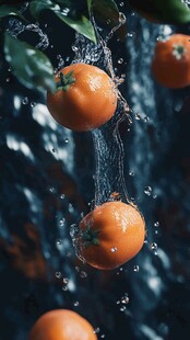 橘子落水瞬间的灵动画面