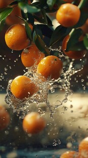 橙子落水瞬间的美妙画面
