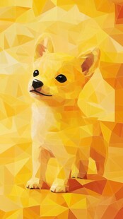 几何风可爱小黄狗插画