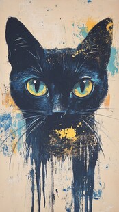 黑猫的艺术涂鸦形象