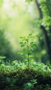 新生绿植于林间绽放生机