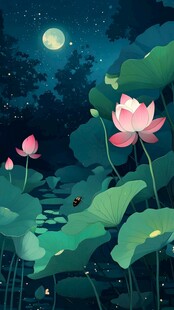 月夜荷塘美景