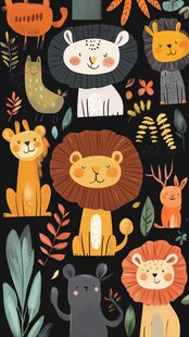 可爱森林动物插画图案