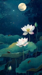 月夜荷塘美景