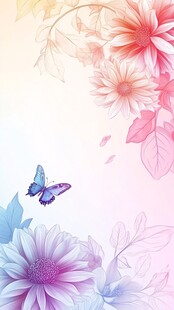 梦幻花卉与蝴蝶唯美画面