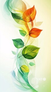 梦幻多彩叶片背景图