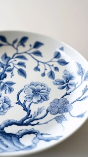 青花瓷盘 古典花卉纹饰