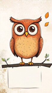 可爱猫头鹰立于枝头