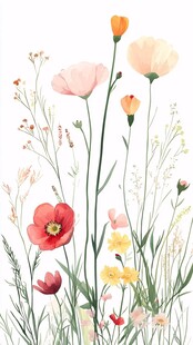 春日缤纷野花插画