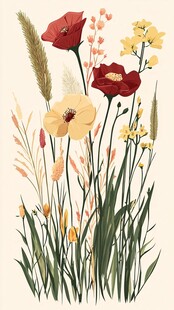 田园风花卉插画