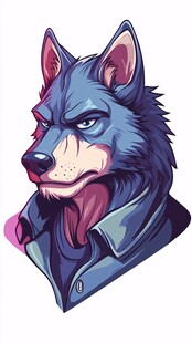 狼人角色插画 酷炫蓝狼形象