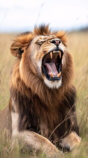 雄狮怒吼展现野性魅力