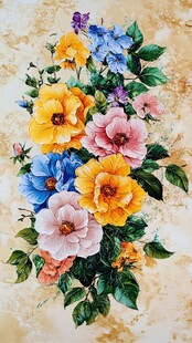 缤纷花卉插画 复古背景美