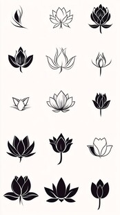 多样莲花黑白图案