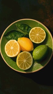 盘中清新柠檬与青柠组合