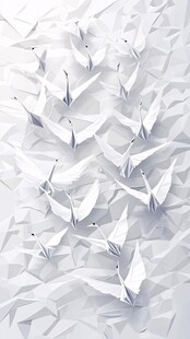 白色折纸千纸鹤艺术背景