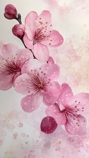 梦幻粉色绽放的娇艳花枝