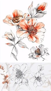 手绘花卉图案素材