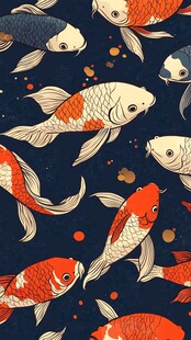 锦鲤图案 灵动水中游鱼