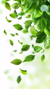 绿叶飘落的清新自然画面