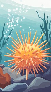 海底的橙色海胆