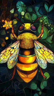 梦幻斑斓大黄蜂插画