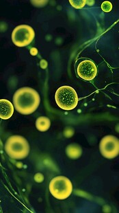 微观绿色细胞梦幻景象
