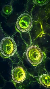 微观下的绿色植物细胞结构