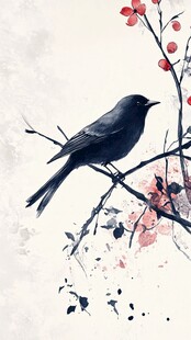 水墨枝头鸟