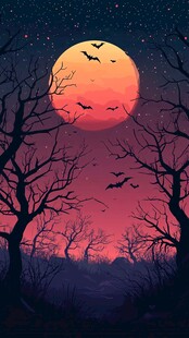 月夜蝙蝠出没的神秘森林