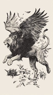 飞狮插画 奇幻神兽形象