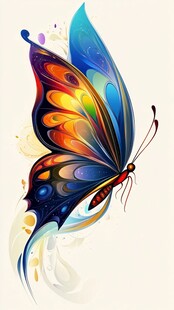 梦幻炫彩蝴蝶艺术插画