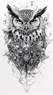 神秘猫头鹰的奇幻艺术形象