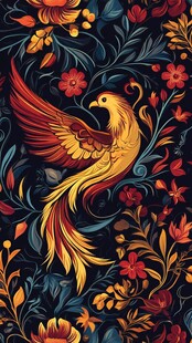 凤凰花卉图案 绚丽中式风