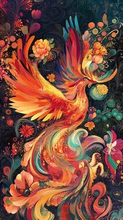 绚丽凤凰穿梭于繁花之间