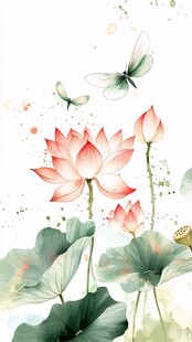 水墨荷花与蜻蜓唯美画境