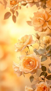 暖金色系娇艳盛开的玫瑰