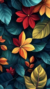 多彩秋叶装饰图案