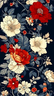深蓝底花卉图案精美设计