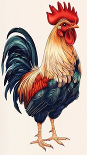 五彩斑斓大公鸡插画