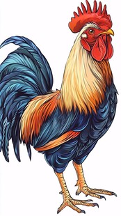 五彩斑斓的公鸡插画
