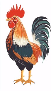 五彩斑斓大公鸡插画