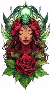 玫瑰精灵少女插画