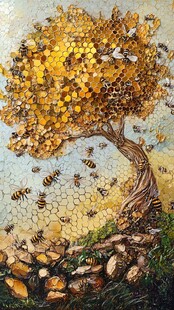 金色蜜蜂树的梦幻场景