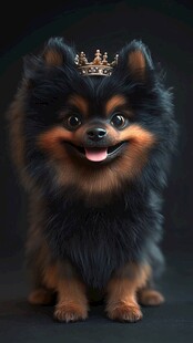 戴皇冠的可爱博美犬